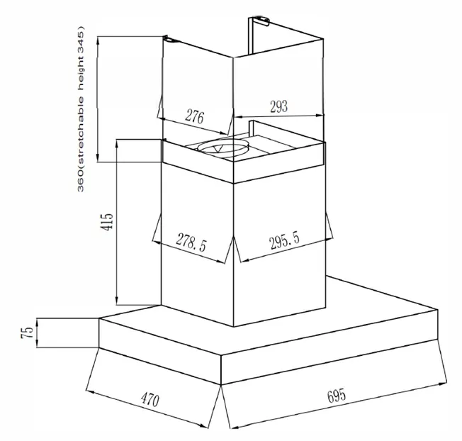Ductless Kitchen Hood Line Drawing Ductless Kitchen Hood Line Drawing