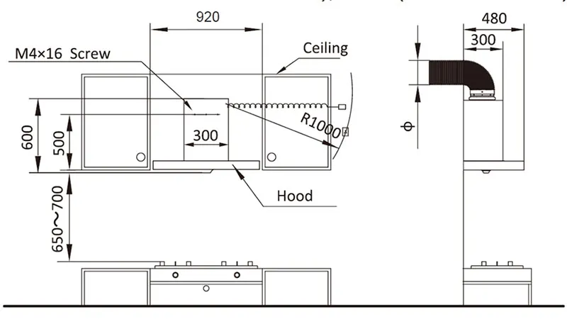 Recirculating Kitchen Hood Installation View Recirculating Kitchen Hood Installation View